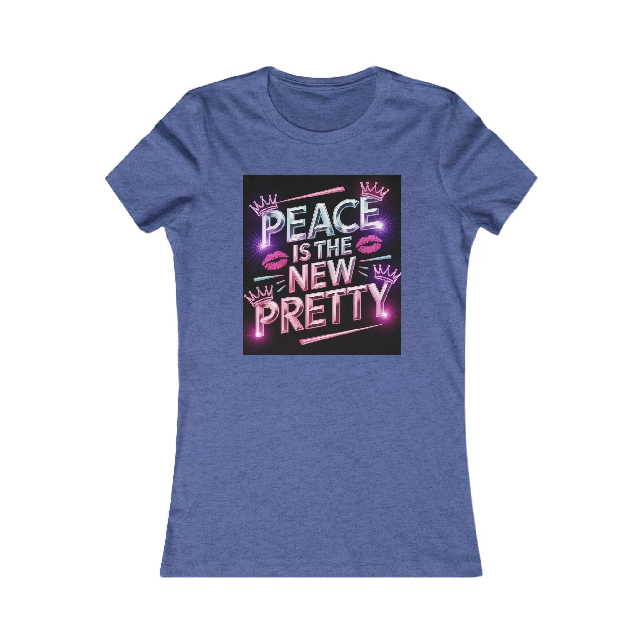 Women's Tee — "Peace Is the New Pretty" Neon Graphic with Leopard Bow