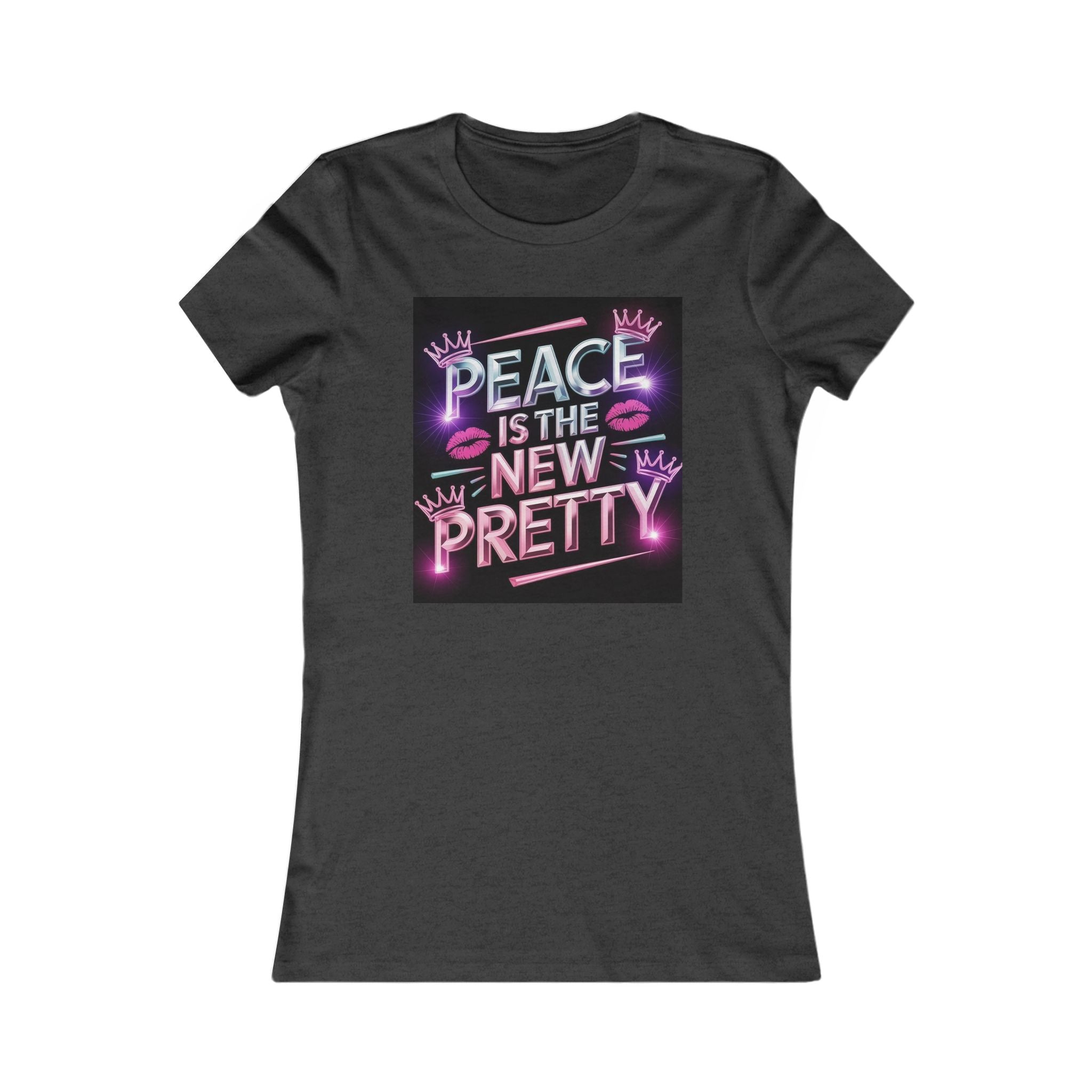 Women's Tee — "Peace Is the New Pretty" Neon Graphic with Leopard Bow