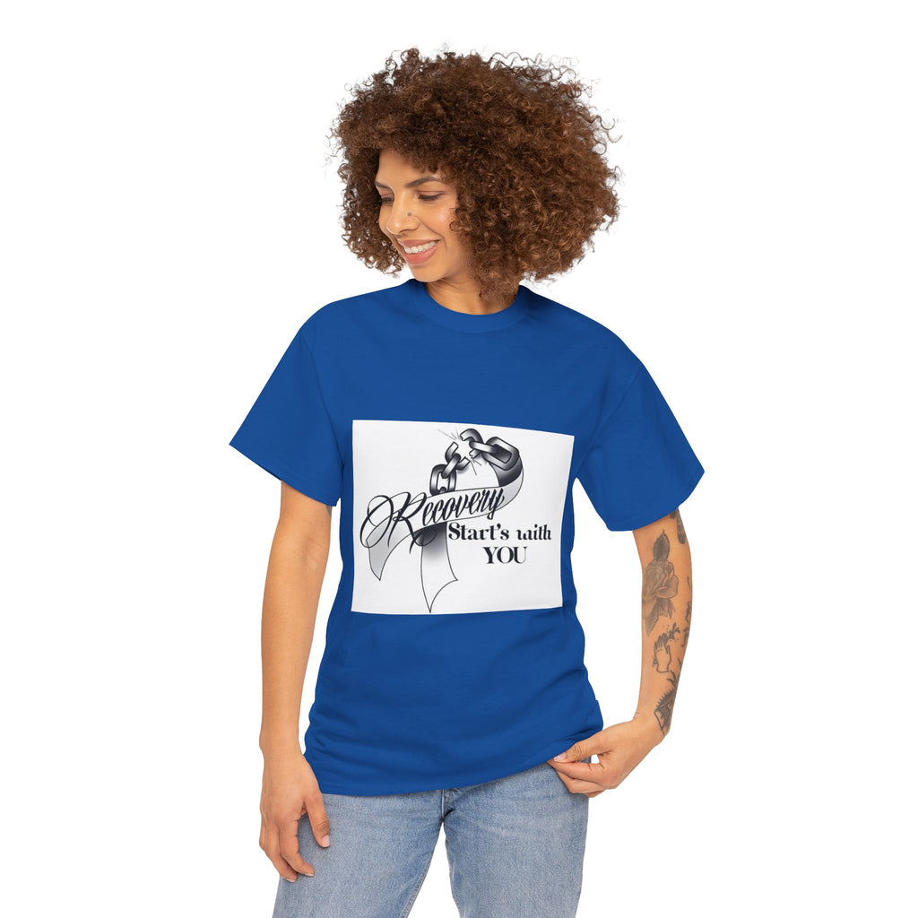 Recovery Starts With You Tee — Rose & Ribbon Awareness T‑Shirt