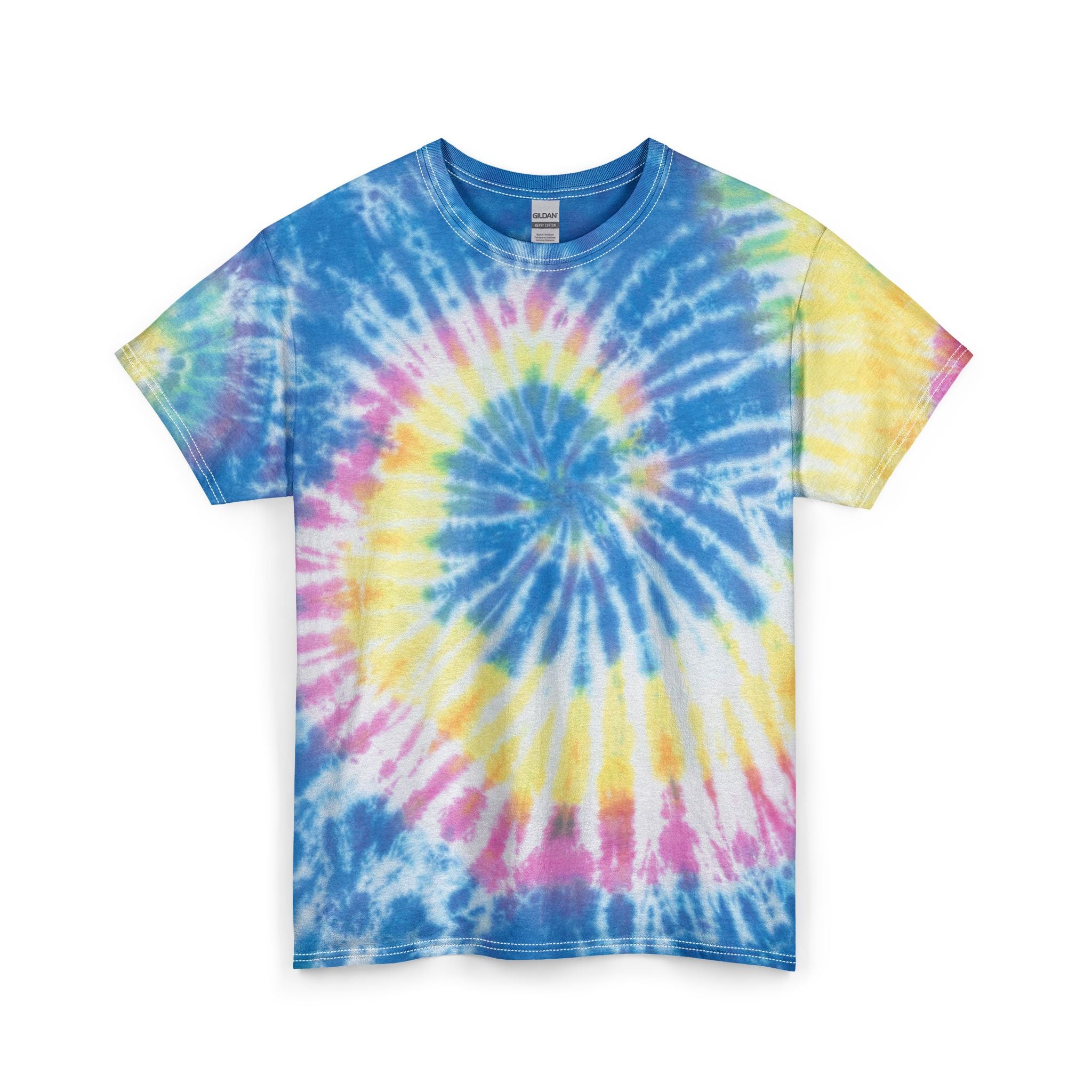 Tie Dye Tee — Blue Spiral Skull "We Do Recover" Back Graphic