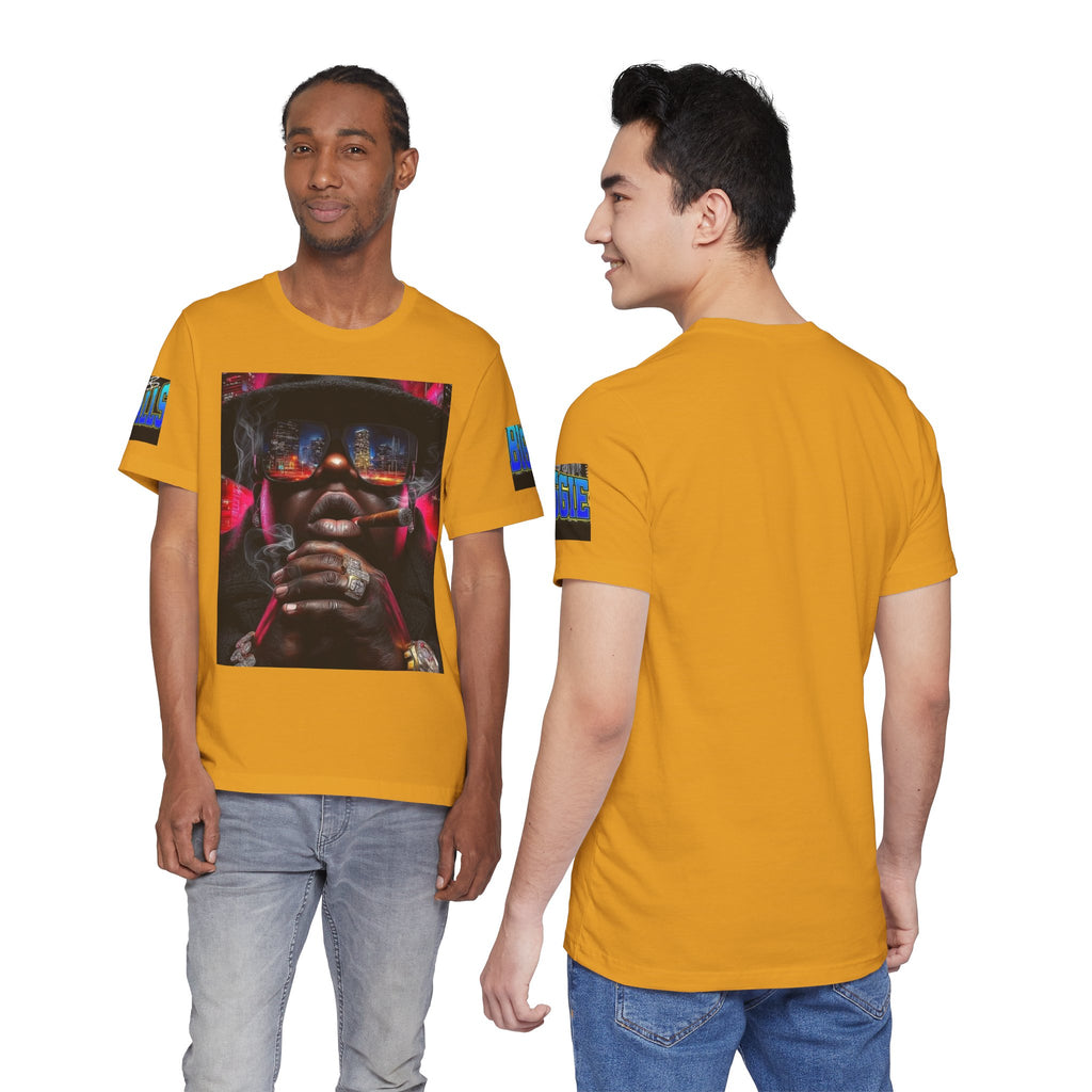 Urban Nightlife Portrait Tee — Smoky City Reflection Graphic T-Shirt