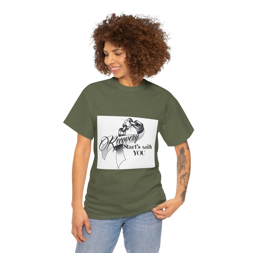 Recovery Starts With You Tee — Rose & Ribbon Awareness T‑Shirt