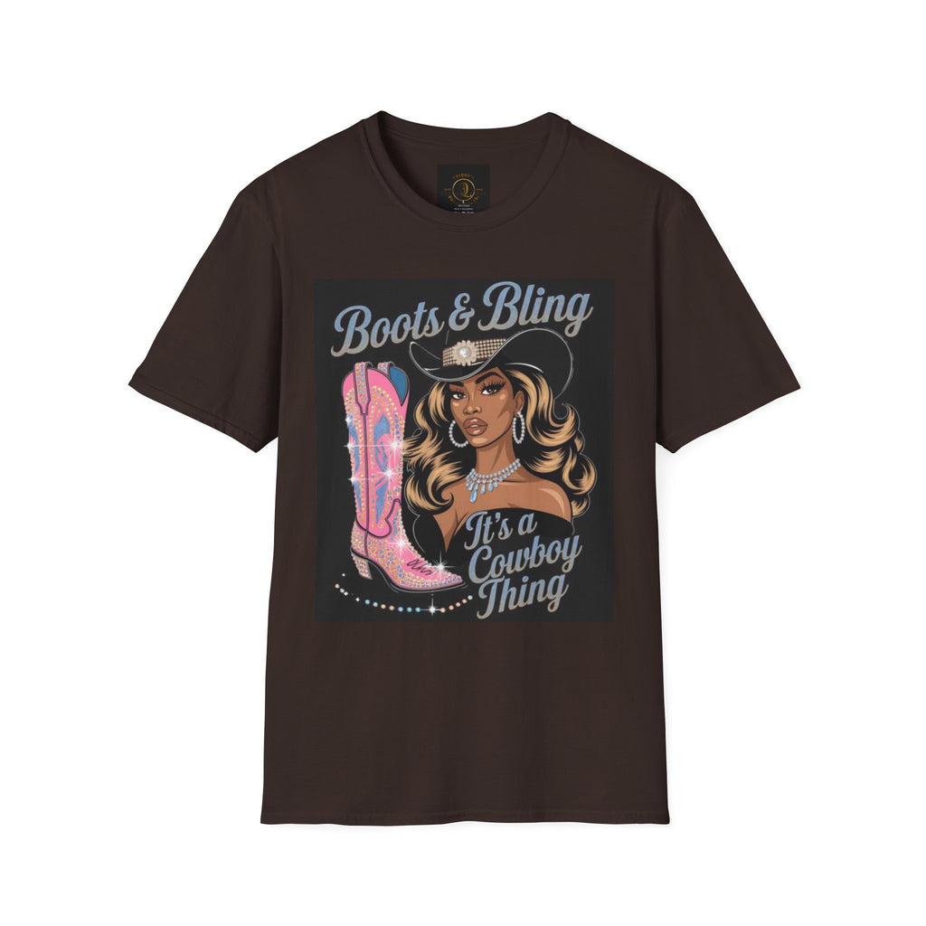 Cowgirl Graphic T-Shirt — "Boots & Bling / It’s a Cowboy Thing" Western Style Tee