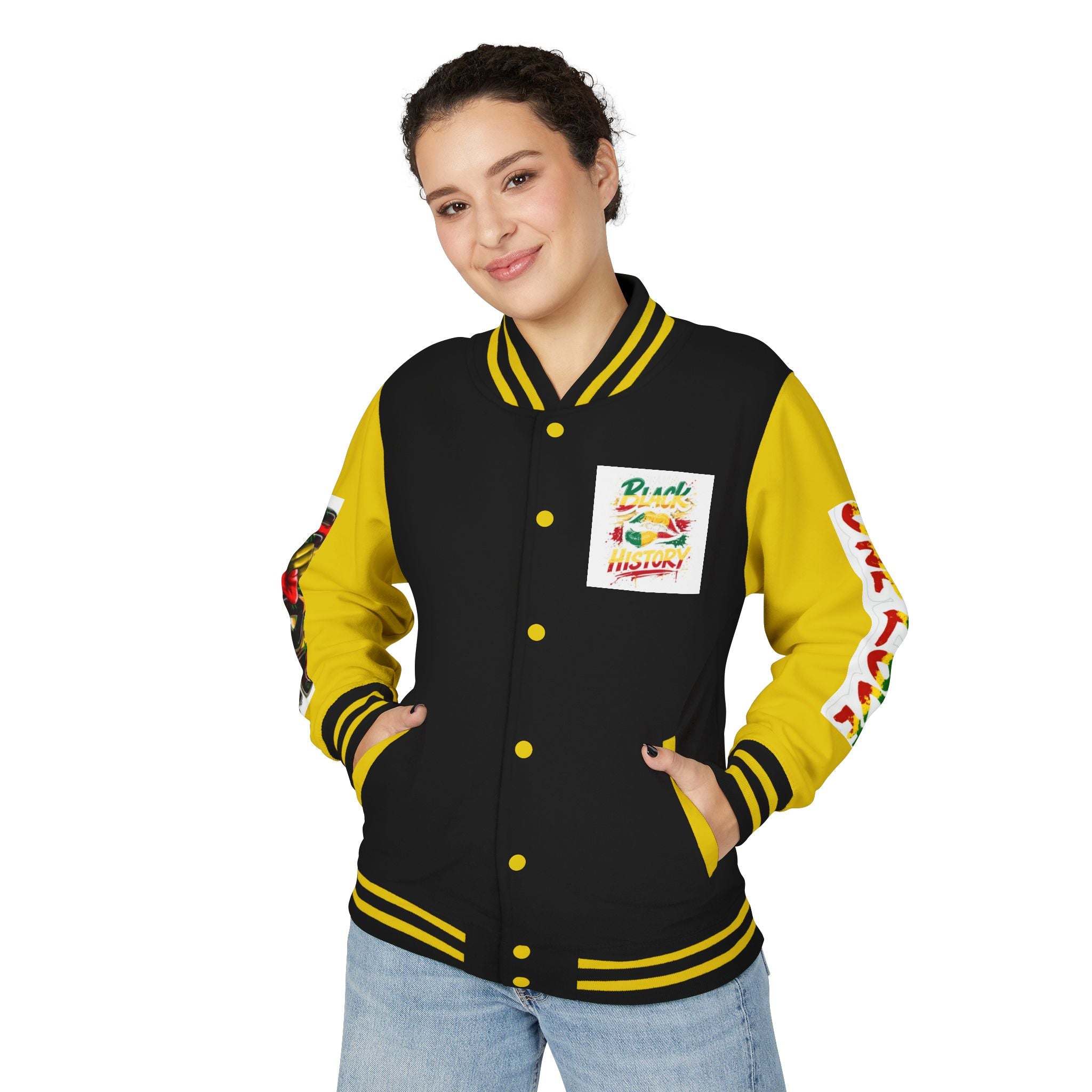 Black and Proud Letterman Jacket - 'One Love' Rasta Varsity Jacket