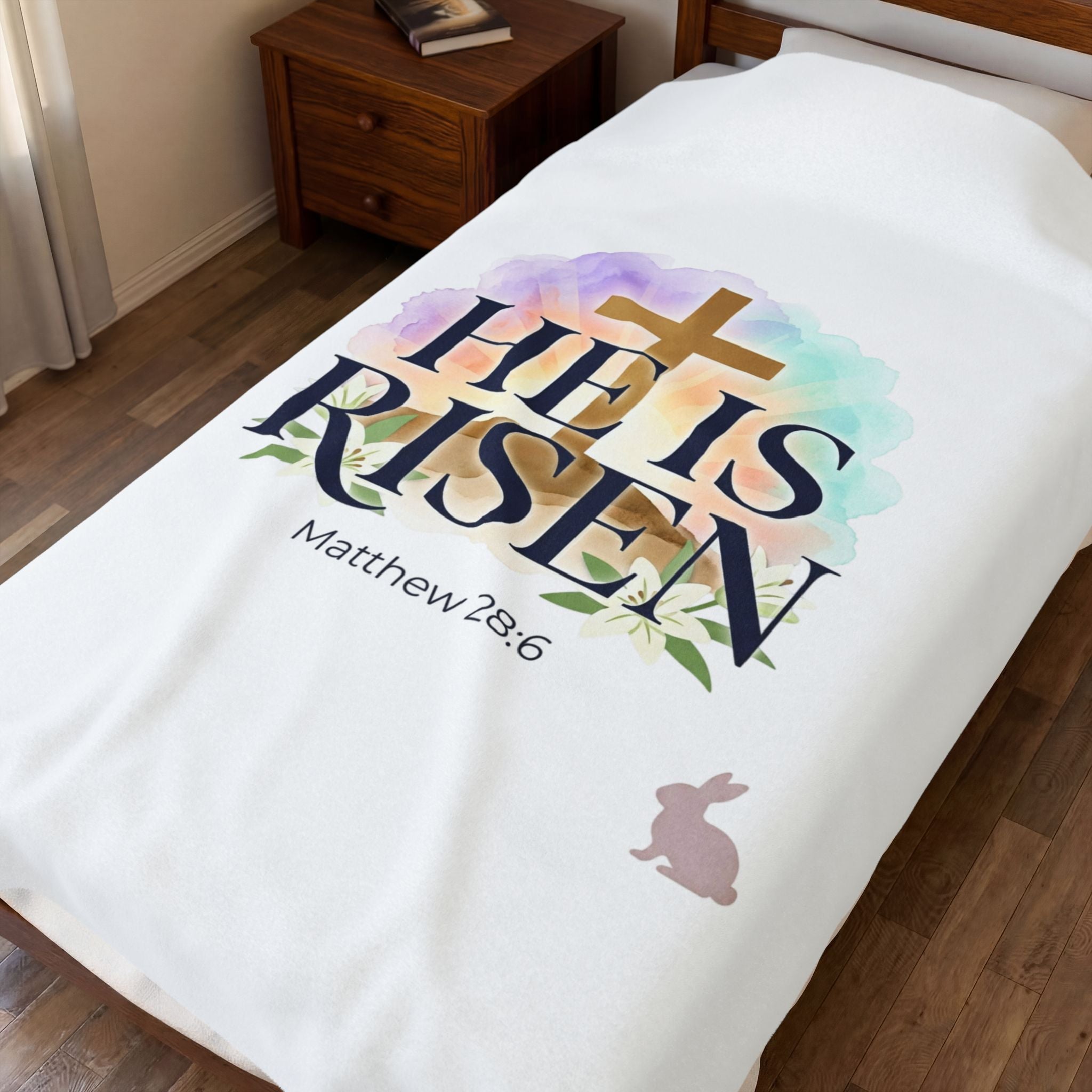 He Is Risen Velveteen Blanket | Christian Easter, Resurrection Scripture