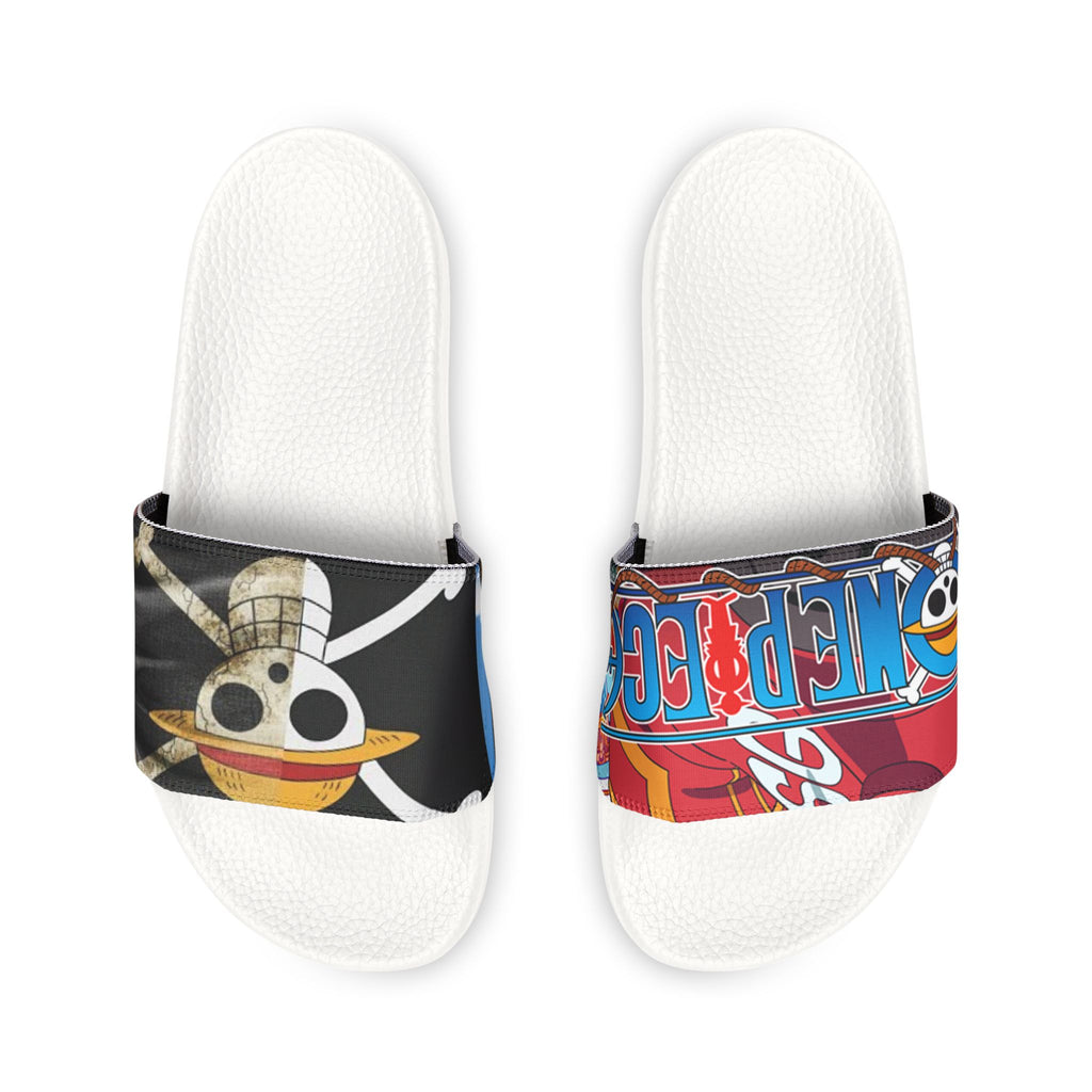 One Piece Skull Logo Slide Sandals — Men’s Removable‑Strap Beach Slides