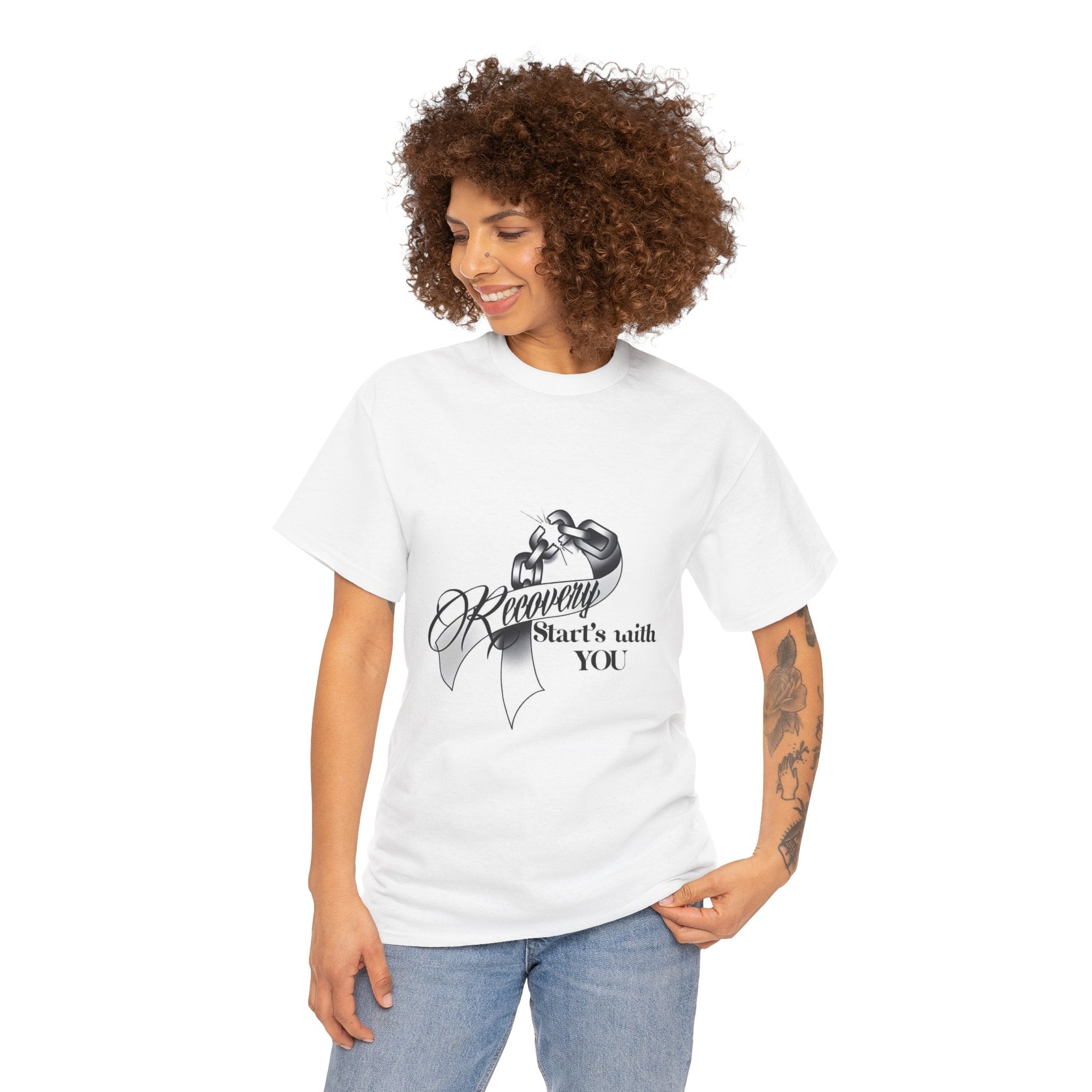 Recovery Starts With You Tee — Rose & Ribbon Awareness T‑Shirt