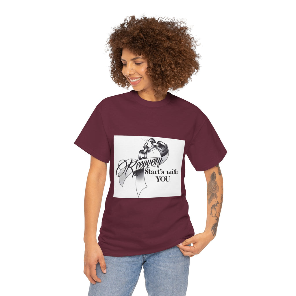 Recovery Starts With You Tee — Rose & Ribbon Awareness T‑Shirt