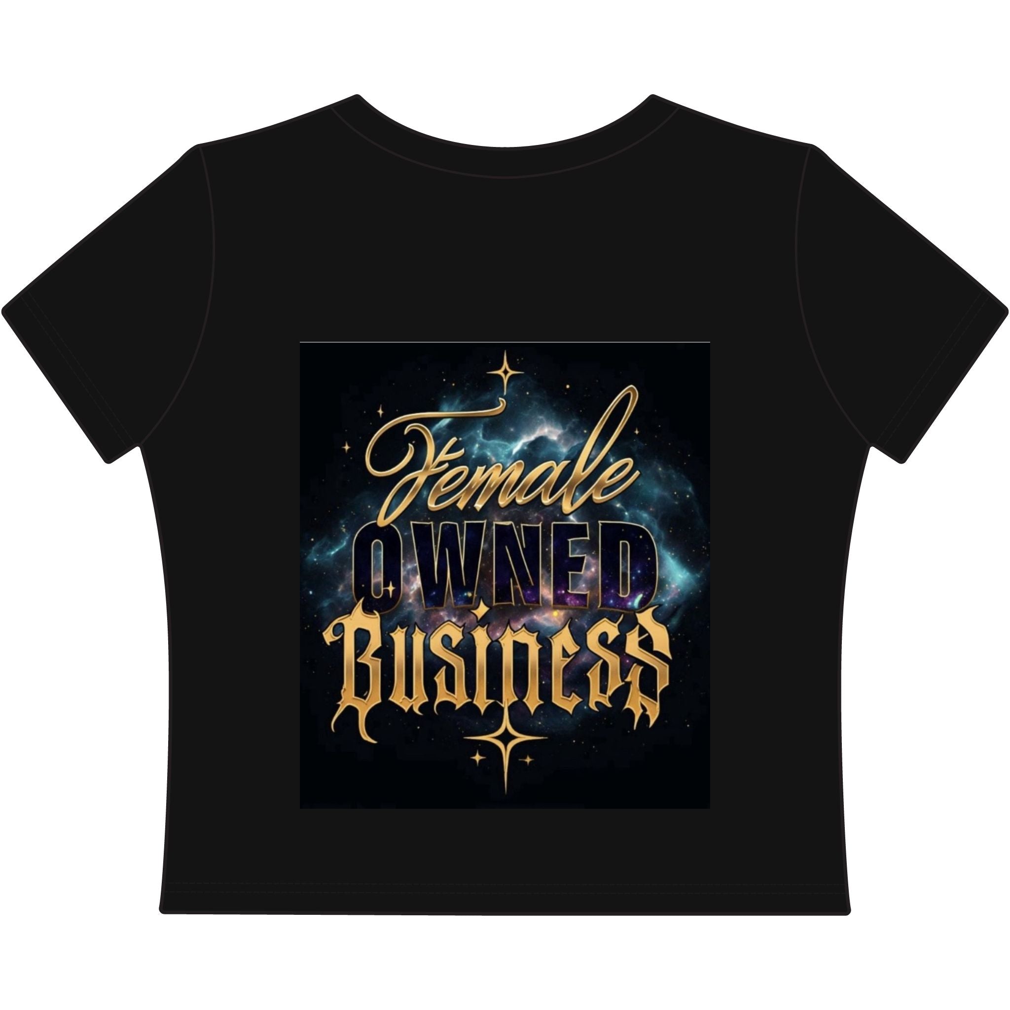 Women's Baby Tee — "Female Owned Business" Graphic Crop Top
