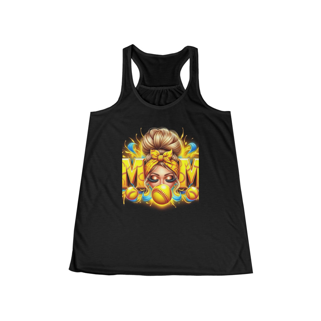 Softball Mom Racerback Tank Top — Retro Hair-Bun Mom Design