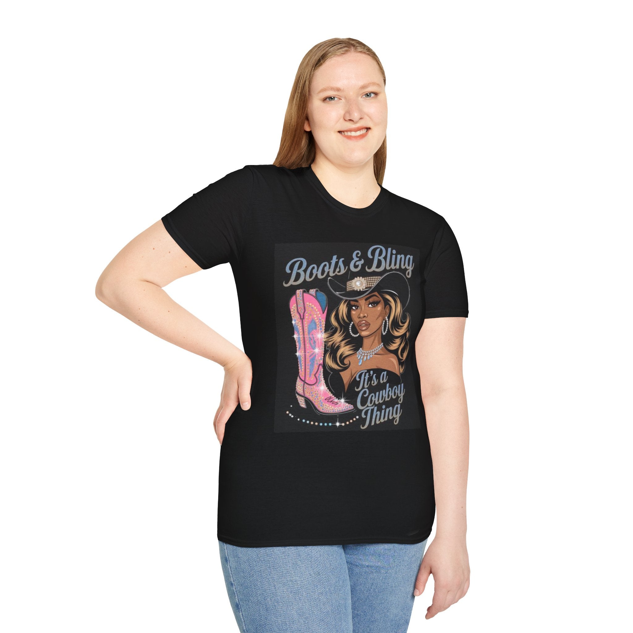 Cowgirl Graphic T-Shirt — "Boots & Bling / It’s a Cowboy Thing" Western Style Tee