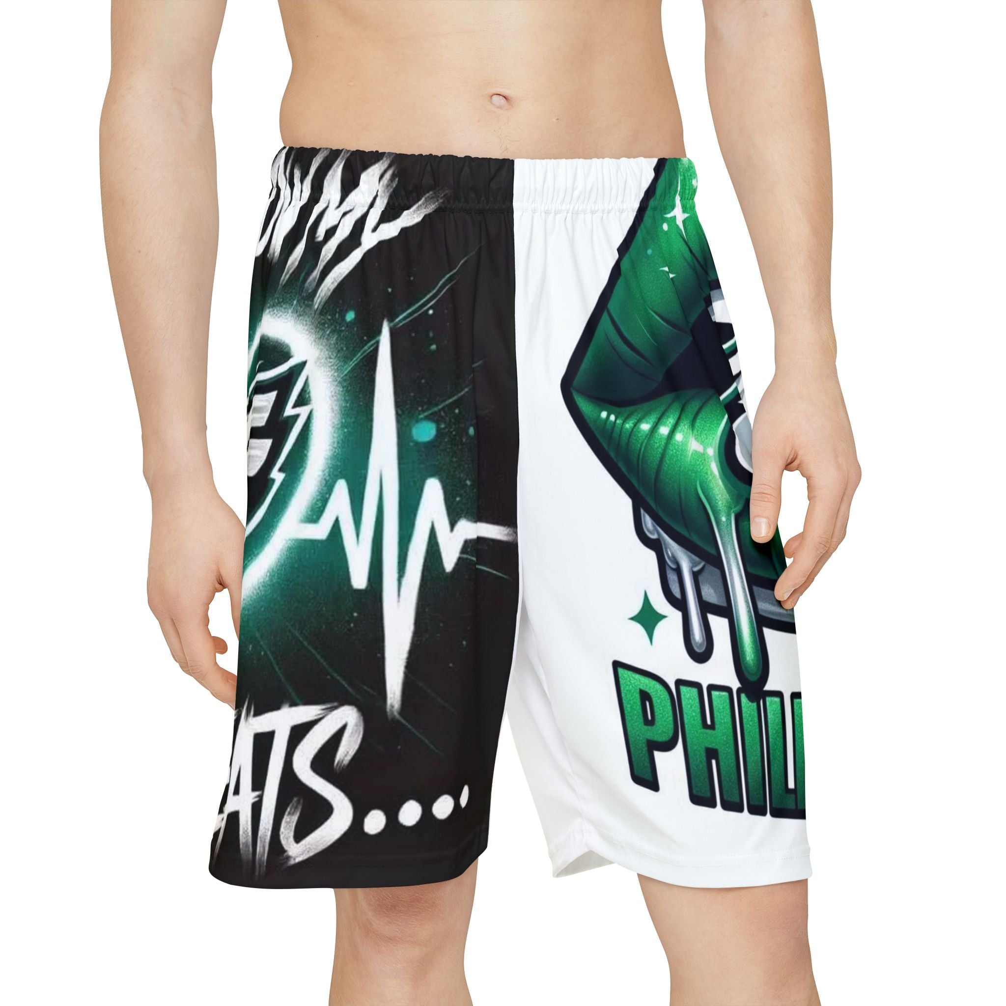 Philly Eagles Graphic Sports Shorts — Green Drip Football Fan Shorts
