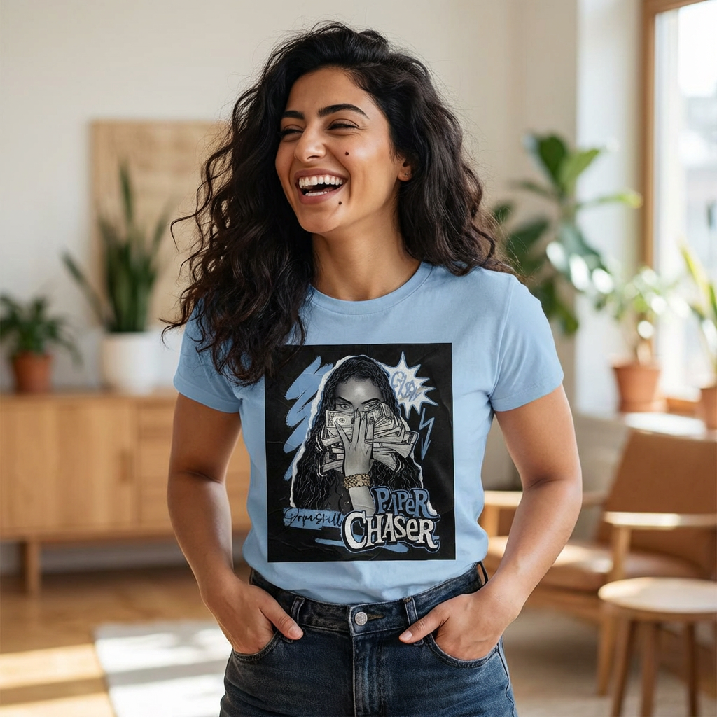 Paper Chaser Baby Tee — Women's Graphic Money Chase Crop Top