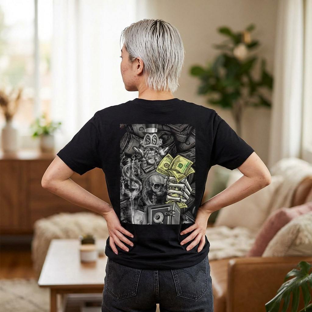 Paper Chaser Baby Tee — Women's Graphic Money Chase Crop Top