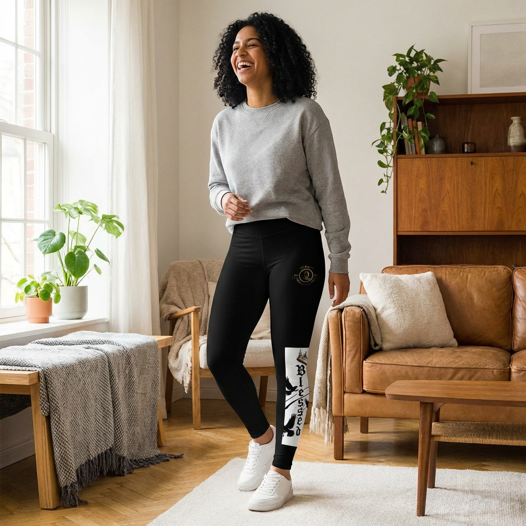 Blessed Crown Women’s Luxe Leggings — Spiritual Raven Graphic Leggings