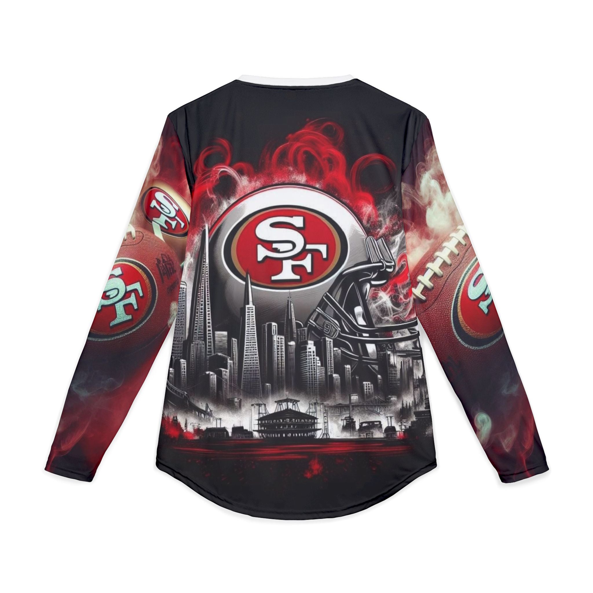 49ers Flame Spade Long Sleeve Shirt — Men's All-Over Print UV Protection