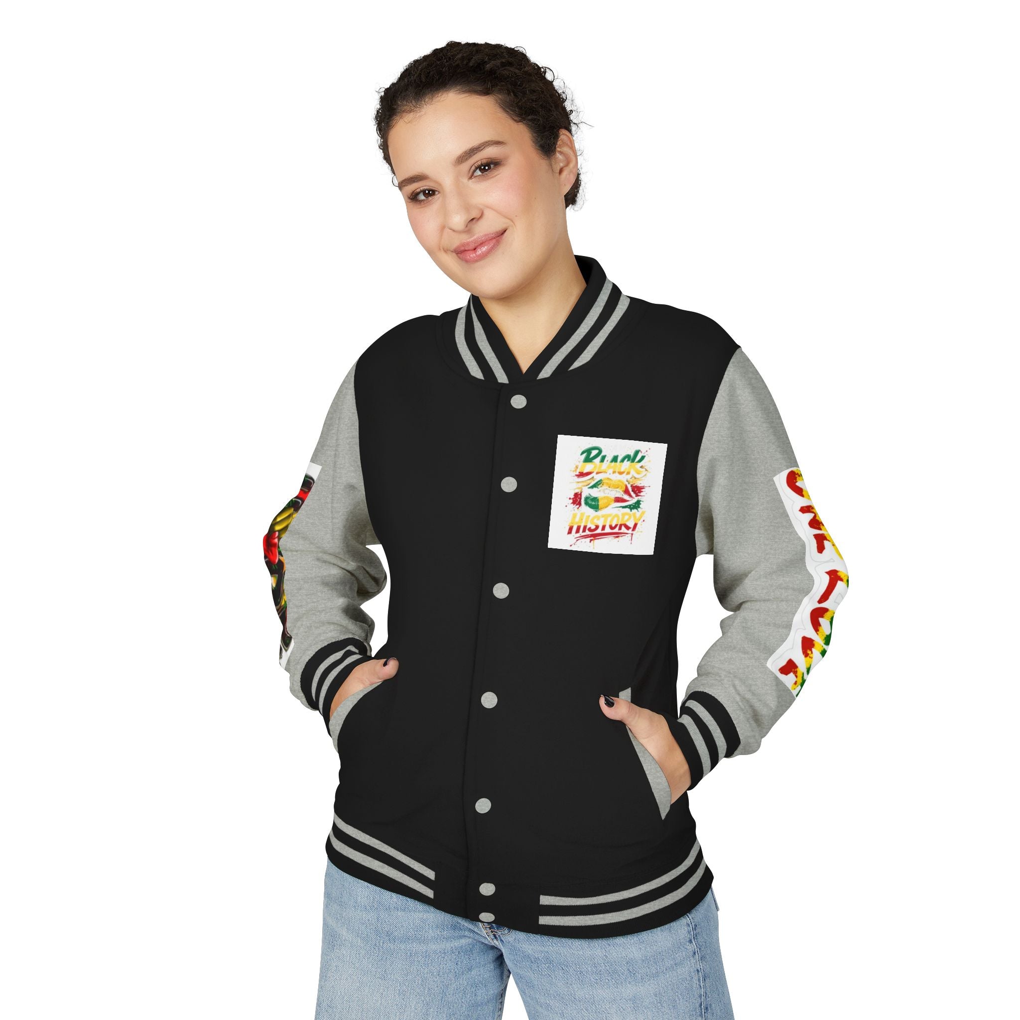 Black and Proud Letterman Jacket - 'One Love' Rasta Varsity Jacket