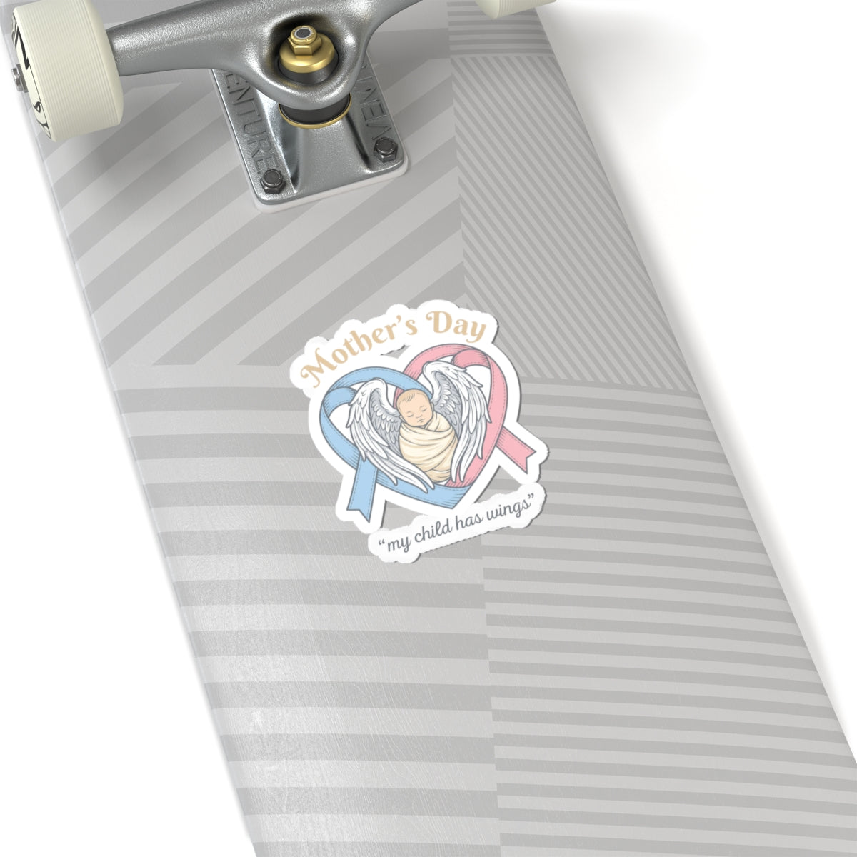 Mother's Day memorial baby ribbon Kiss-Cut Stickers | typographic mom pastel
