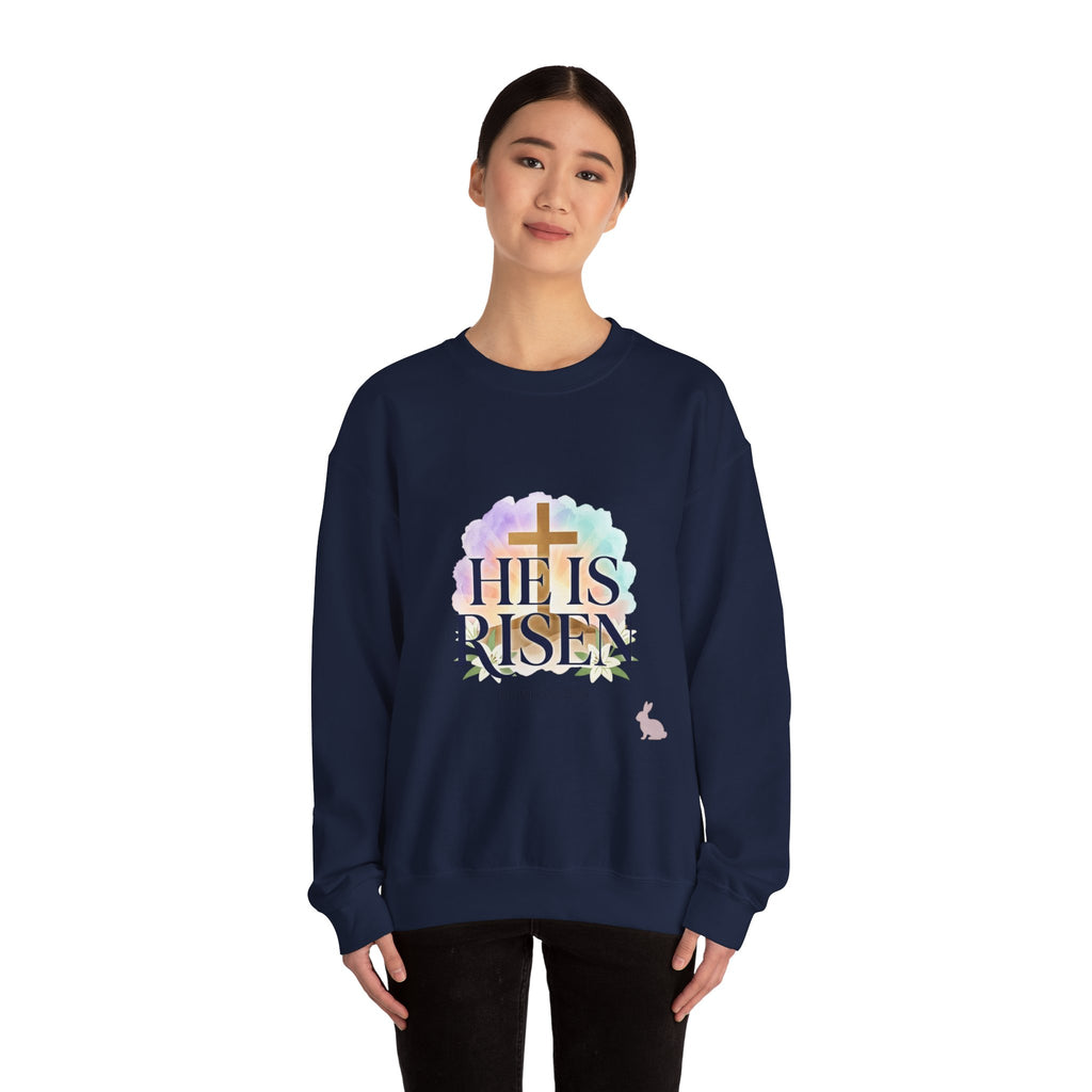 He Is Risen Sweatshirt | Christian Easter Resurrection Pastel Scripture