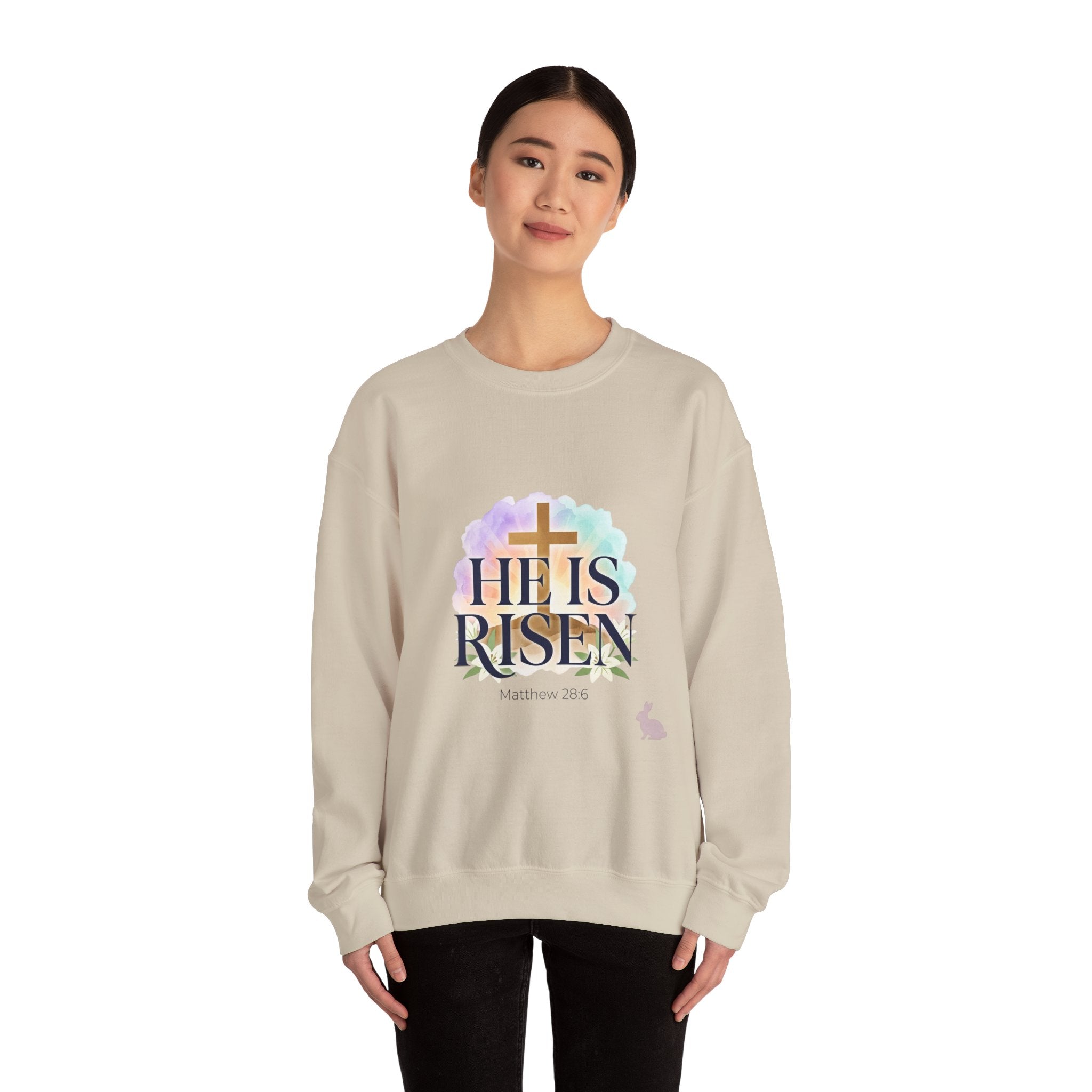 He Is Risen Sweatshirt | Christian Easter Resurrection Pastel Scripture