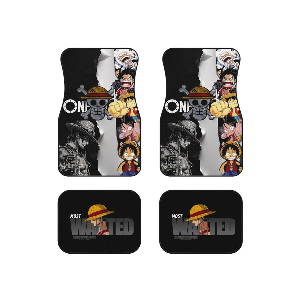 One Piece Car Floor Mats (Set of 4) — Luffy Wanted Pirate-Themed Car Mats