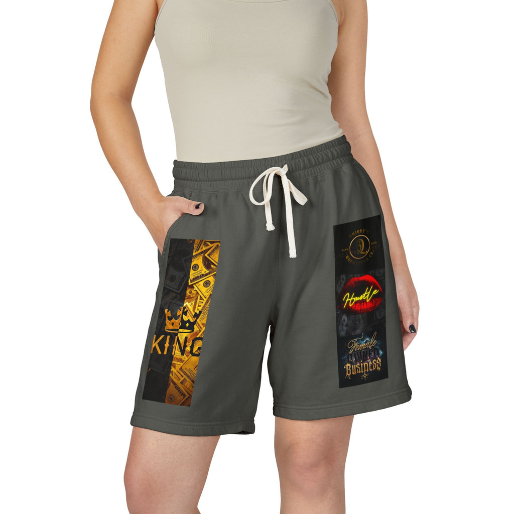 Graphic Fleece Sweat Shorts — King & Retro Logo Panel Design