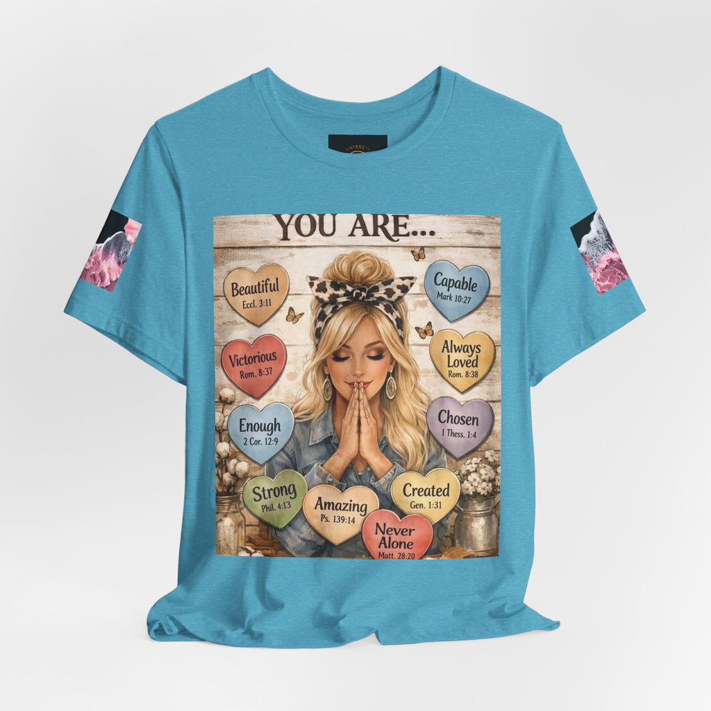 Faith-Based Graphic Tee — "You Are..." Inspirational Scripture Design