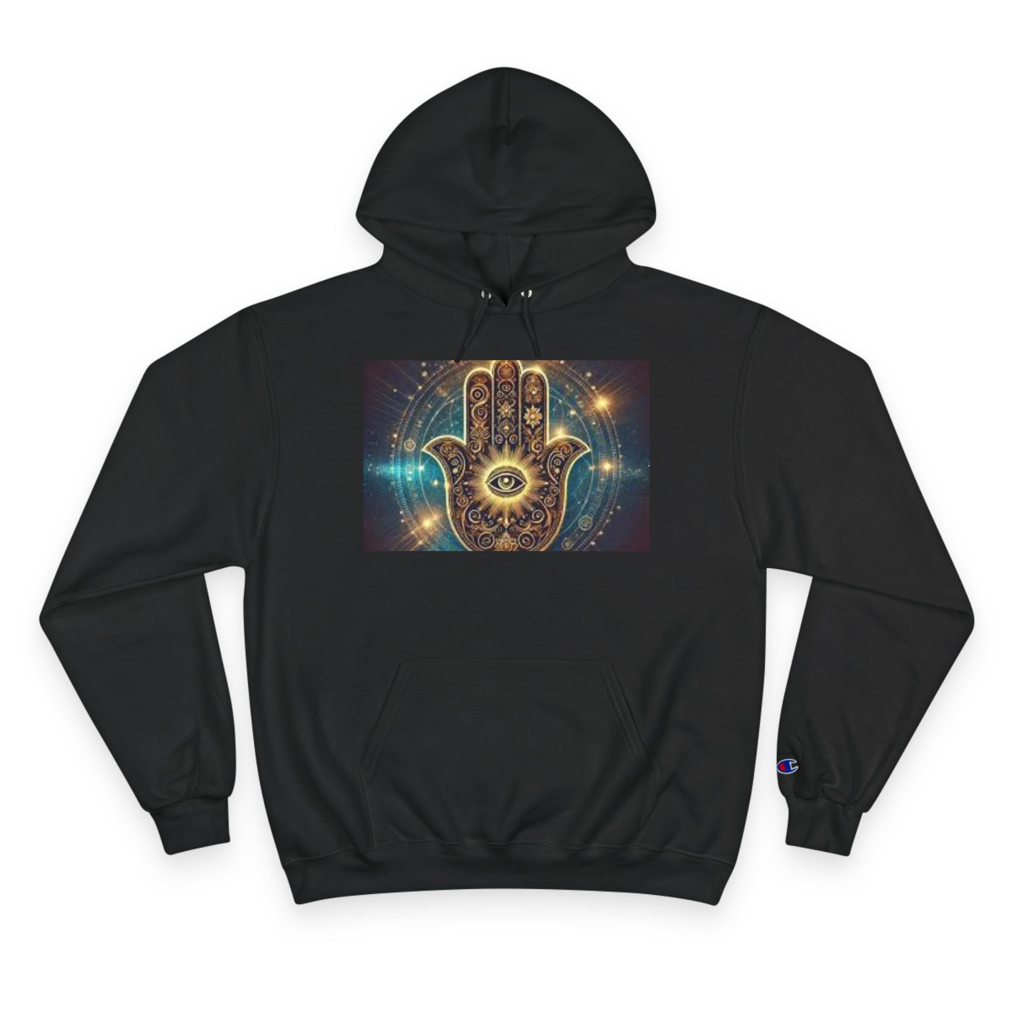 Mystic Hamsa Champion Hoodie — Spiritual Hand Graphic Pullover