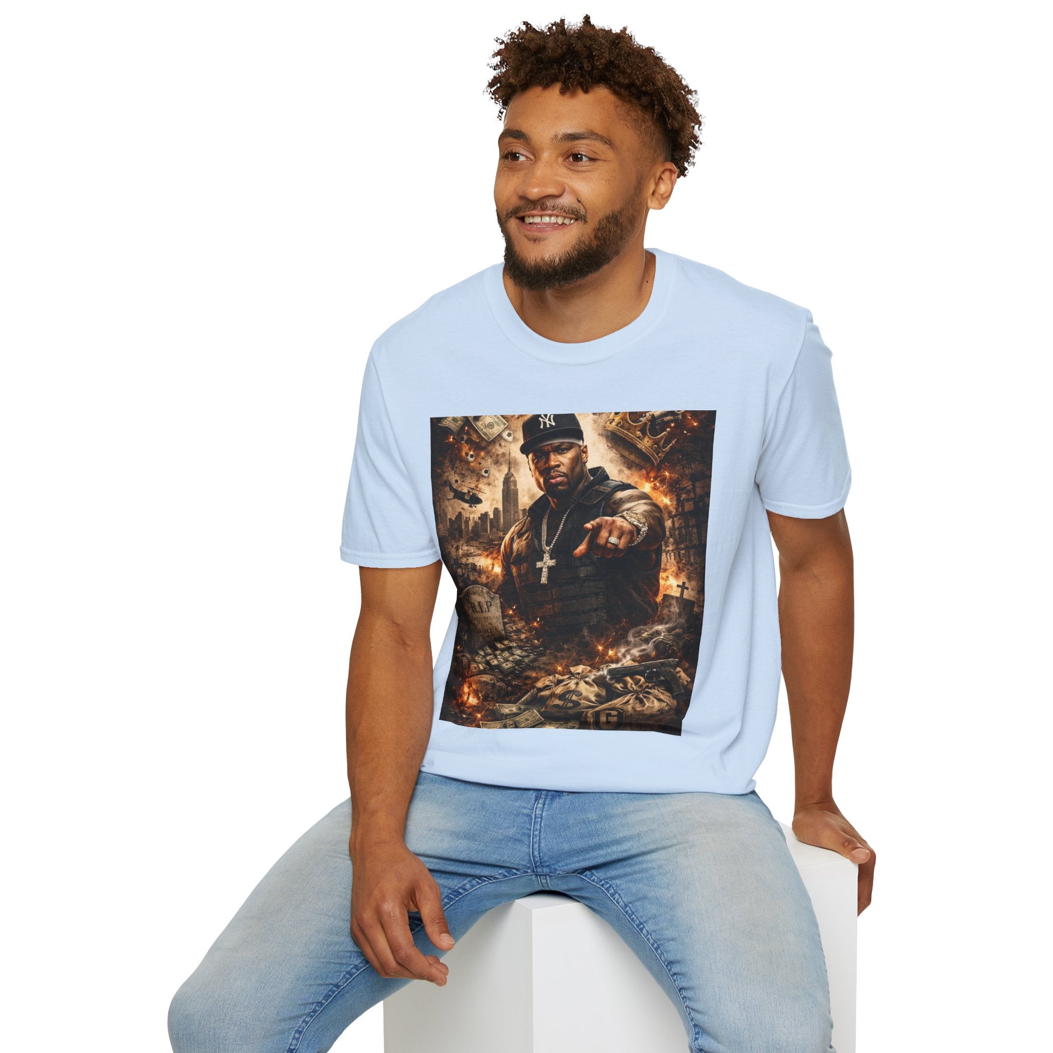 Hip-Hop Tribute T-Shirt — Gritty Urban Portrait Graphic