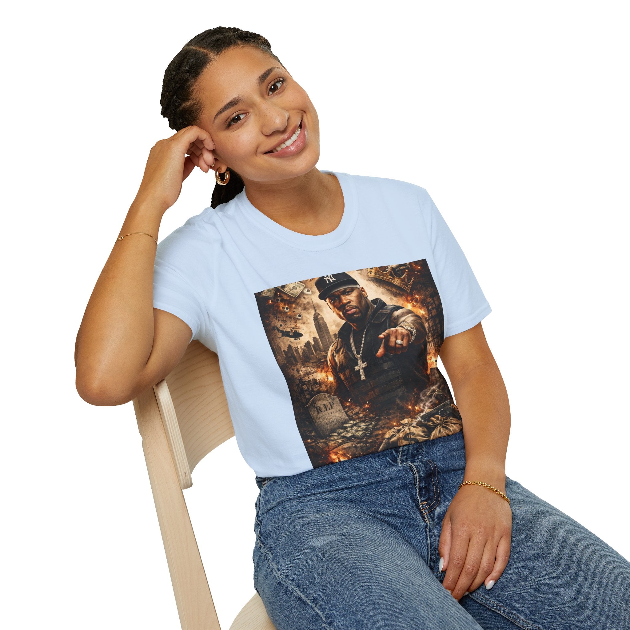 Hip-Hop Tribute T-Shirt — Gritty Urban Portrait Graphic