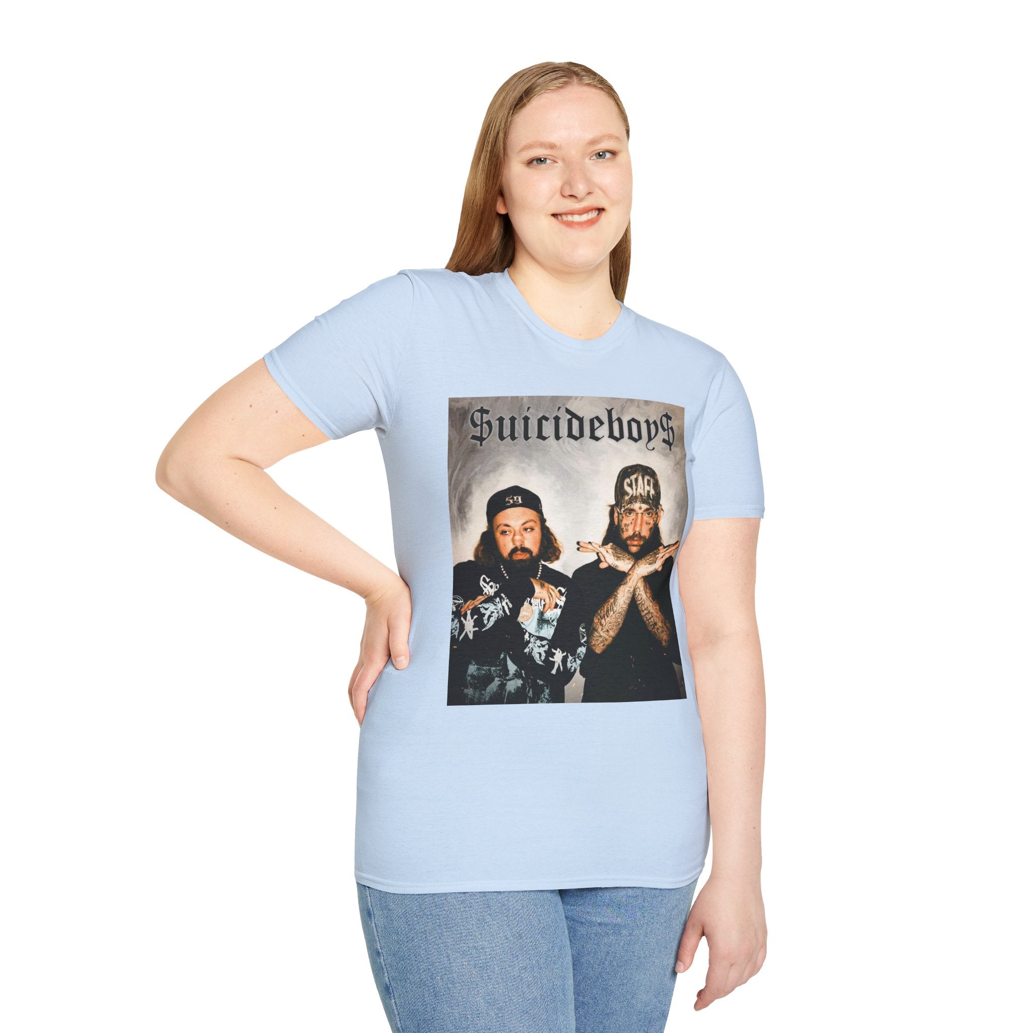 Suicideboys Graphic T-Shirt — Black & White Rap Crew Photo Tee