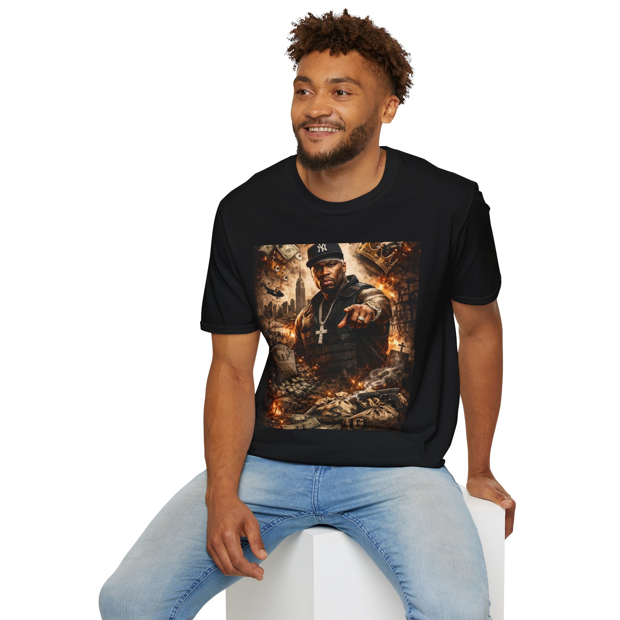 Hip-Hop Tribute T-Shirt — Gritty Urban Portrait Graphic