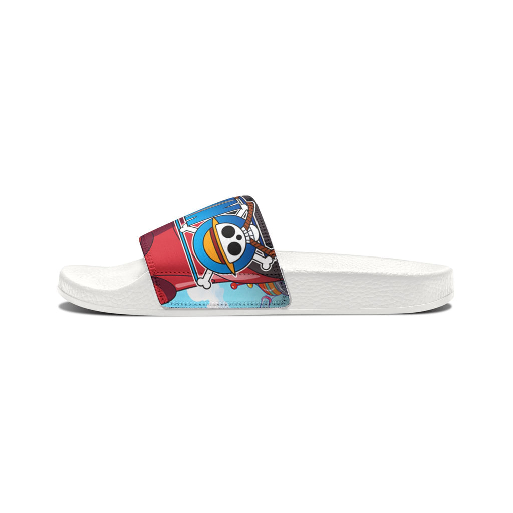 One Piece Skull Logo Slide Sandals — Men’s Removable‑Strap Beach Slides