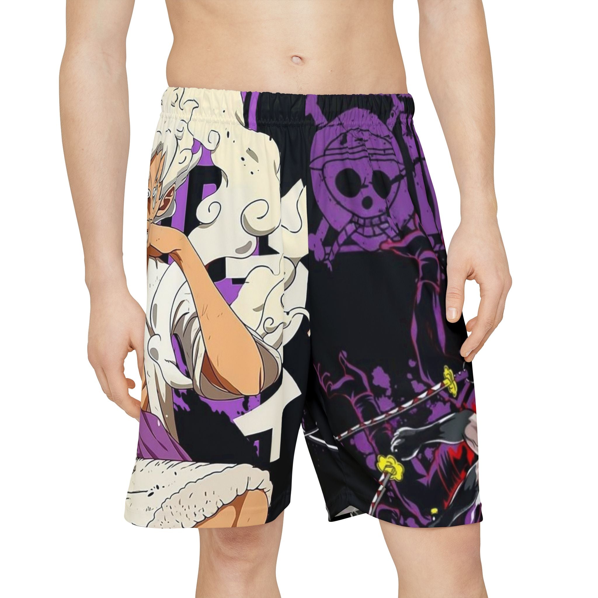 Anime Beach Shorts — One Piece Kaido & Whitebeard AOP Athletic Shorts