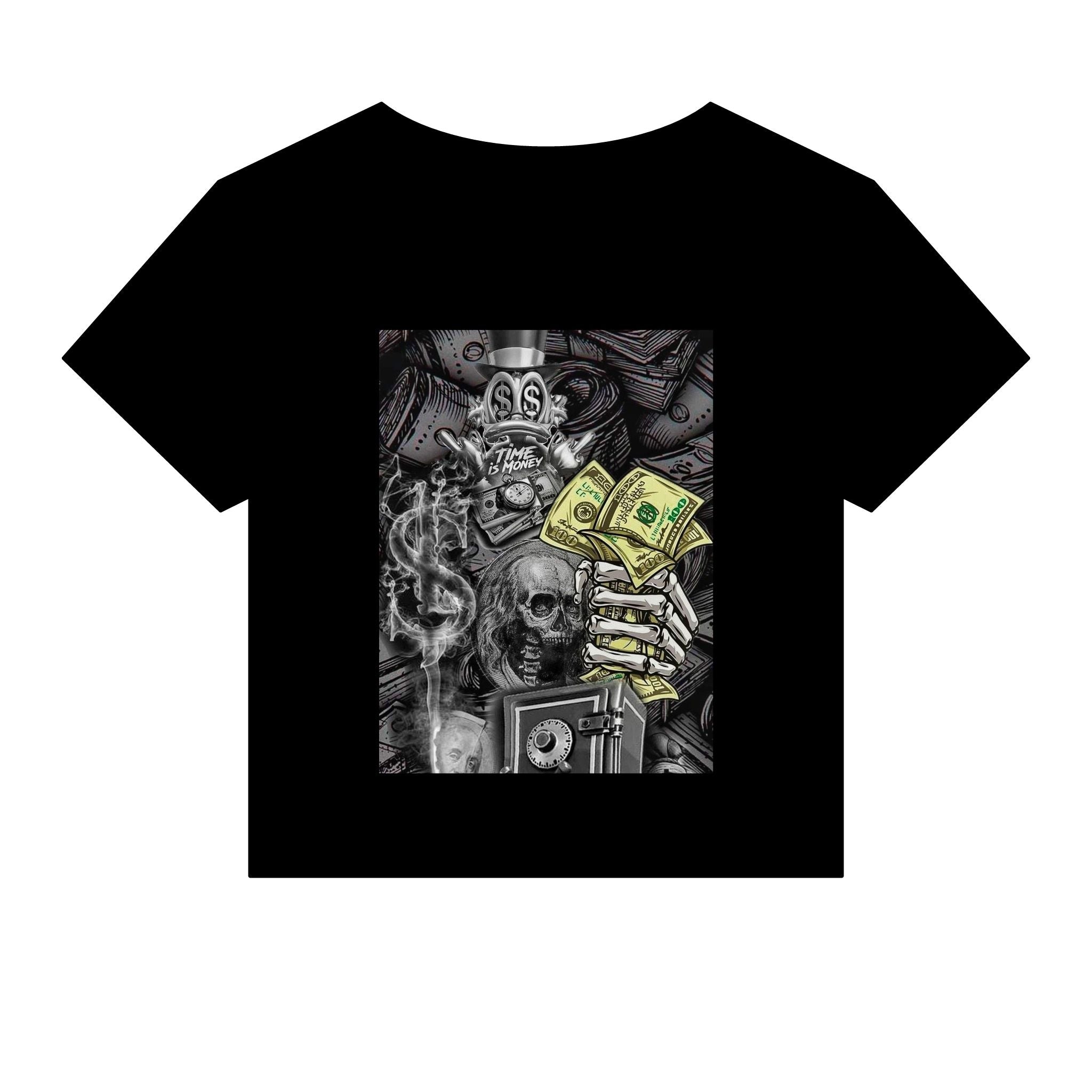 Paper Chaser Baby Tee — Women's Graphic Money Chase Crop Top
