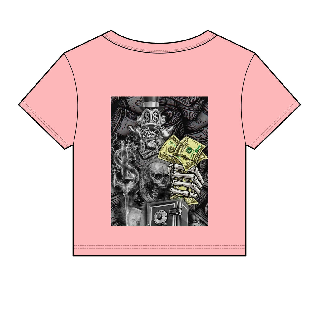 Paper Chaser Baby Tee — Women's Graphic Money Chase Crop Top
