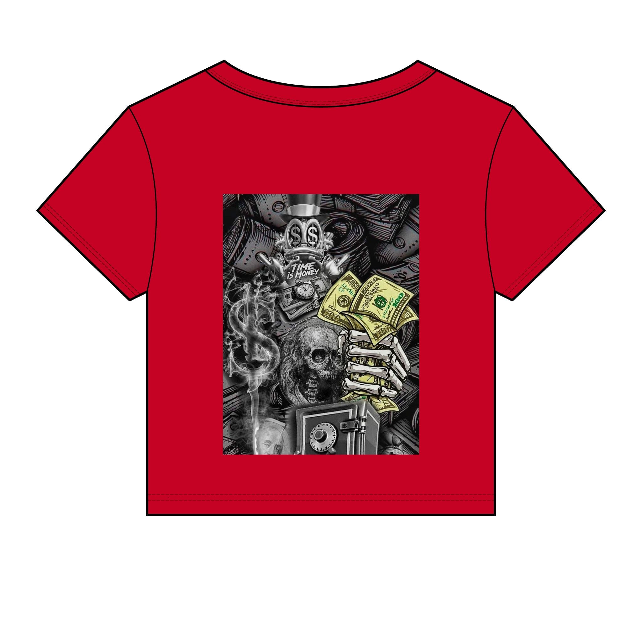 Paper Chaser Baby Tee — Women's Graphic Money Chase Crop Top