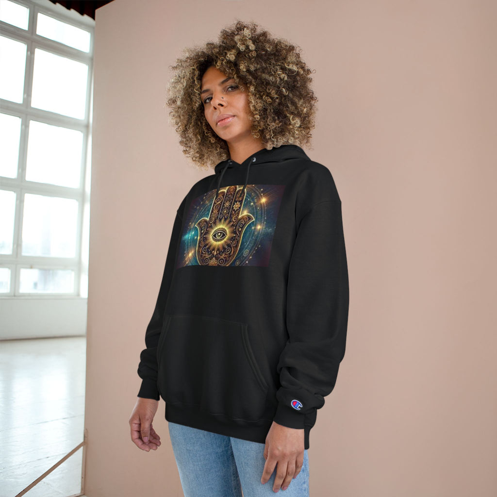Mystic Hamsa Champion Hoodie — Spiritual Hand Graphic Pullover