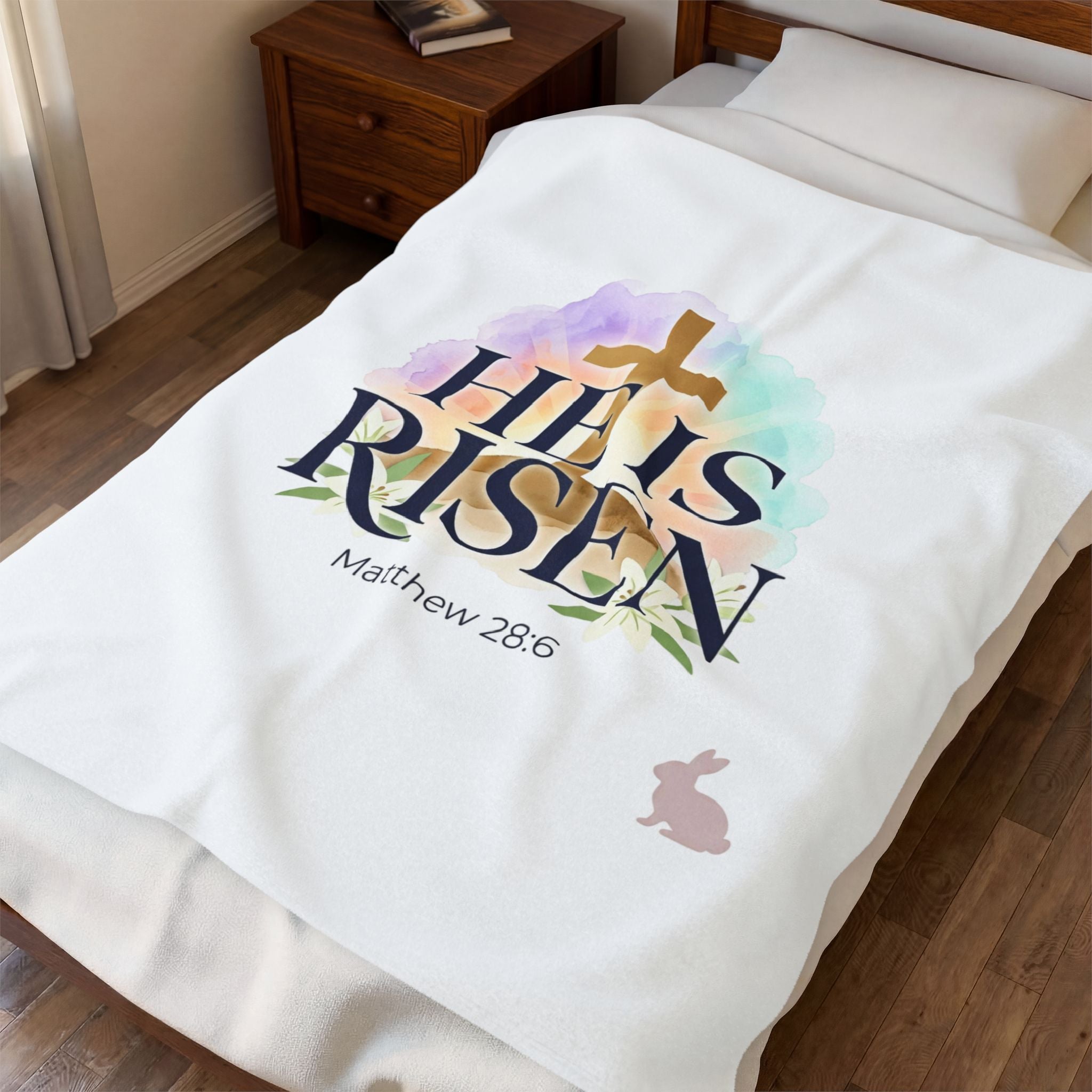 He Is Risen Velveteen Blanket | Christian Easter, Resurrection Scripture