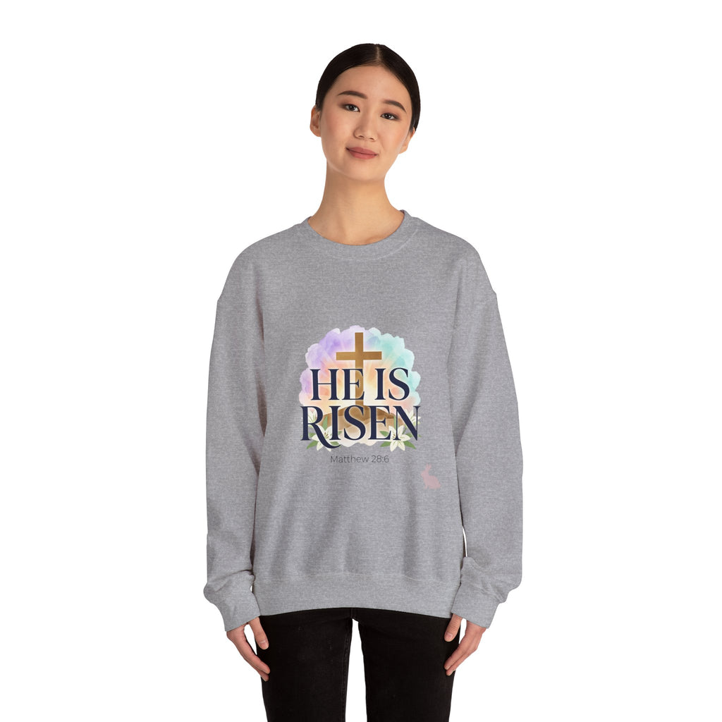 He Is Risen Sweatshirt | Christian Easter Resurrection Pastel Scripture