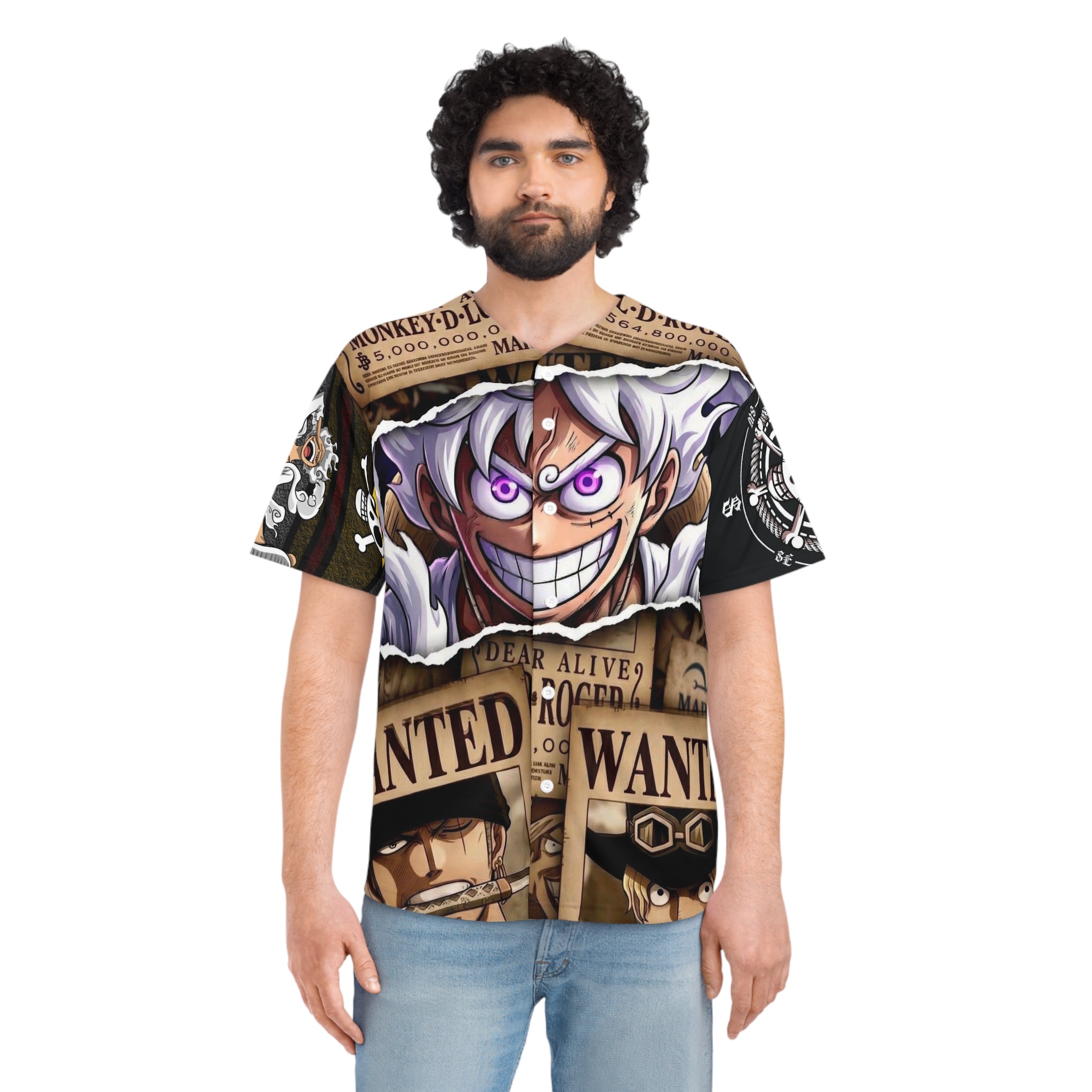 Anime Wanted Poster Baseball Jersey — Men’s All-Over Print One Piece Design