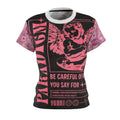Women's Cut & Sew Tee — Pink Cherub 'Be Careful of What You Say For' Graphic