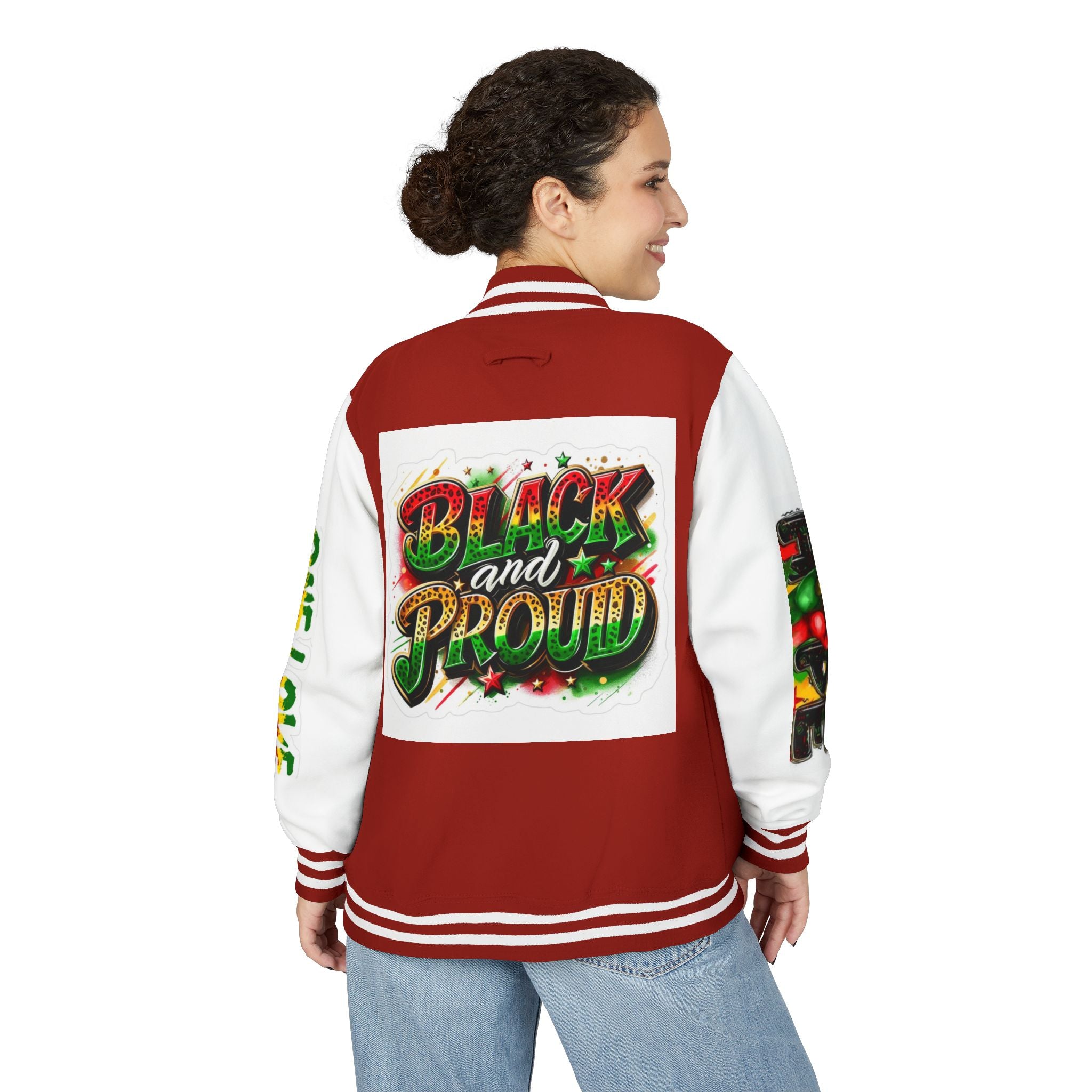 Black and Proud Letterman Jacket - 'One Love' Rasta Varsity Jacket