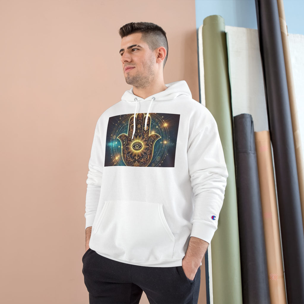 Mystic Hamsa Champion Hoodie — Spiritual Hand Graphic Pullover