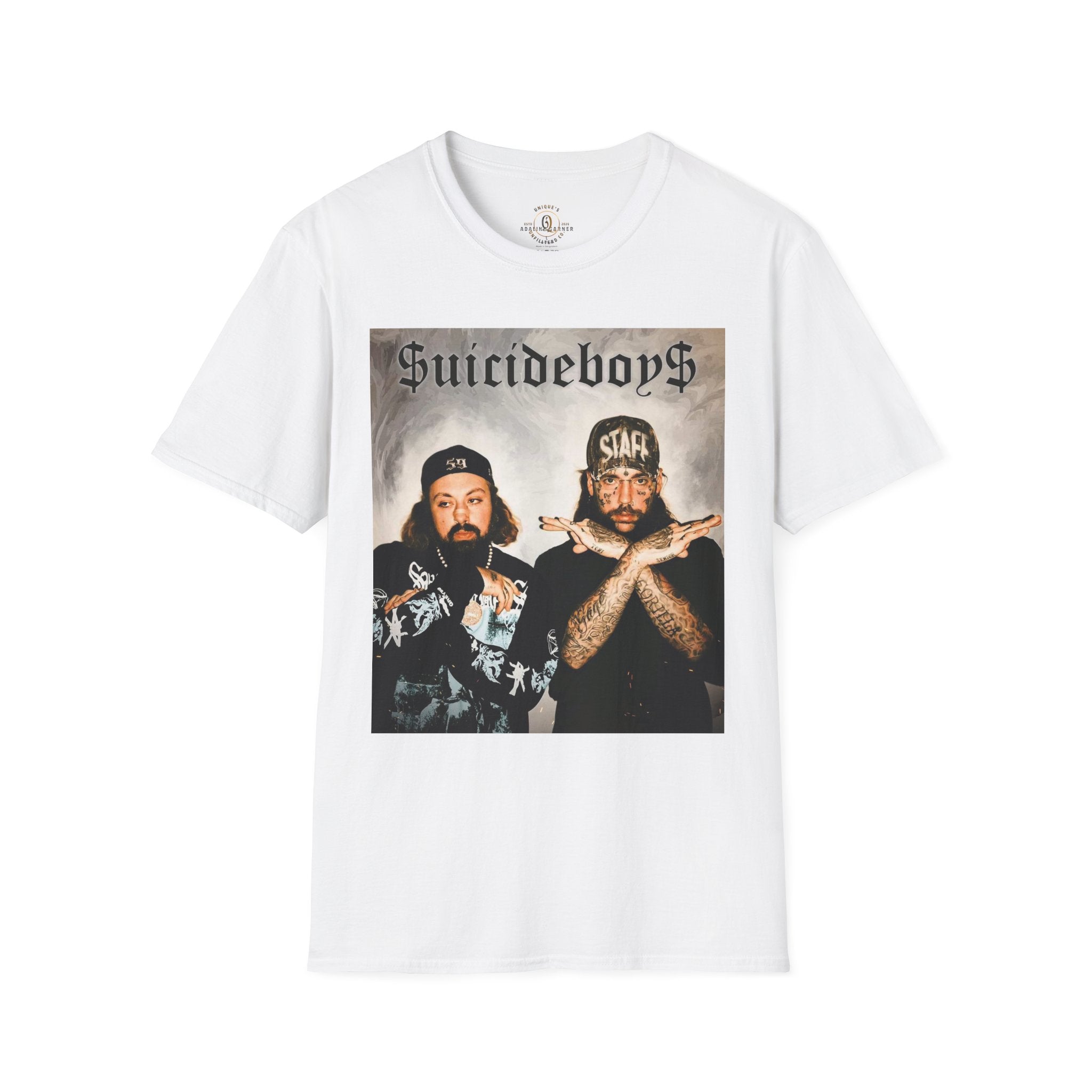 Suicideboys Graphic T-Shirt — Black & White Rap Crew Photo Tee