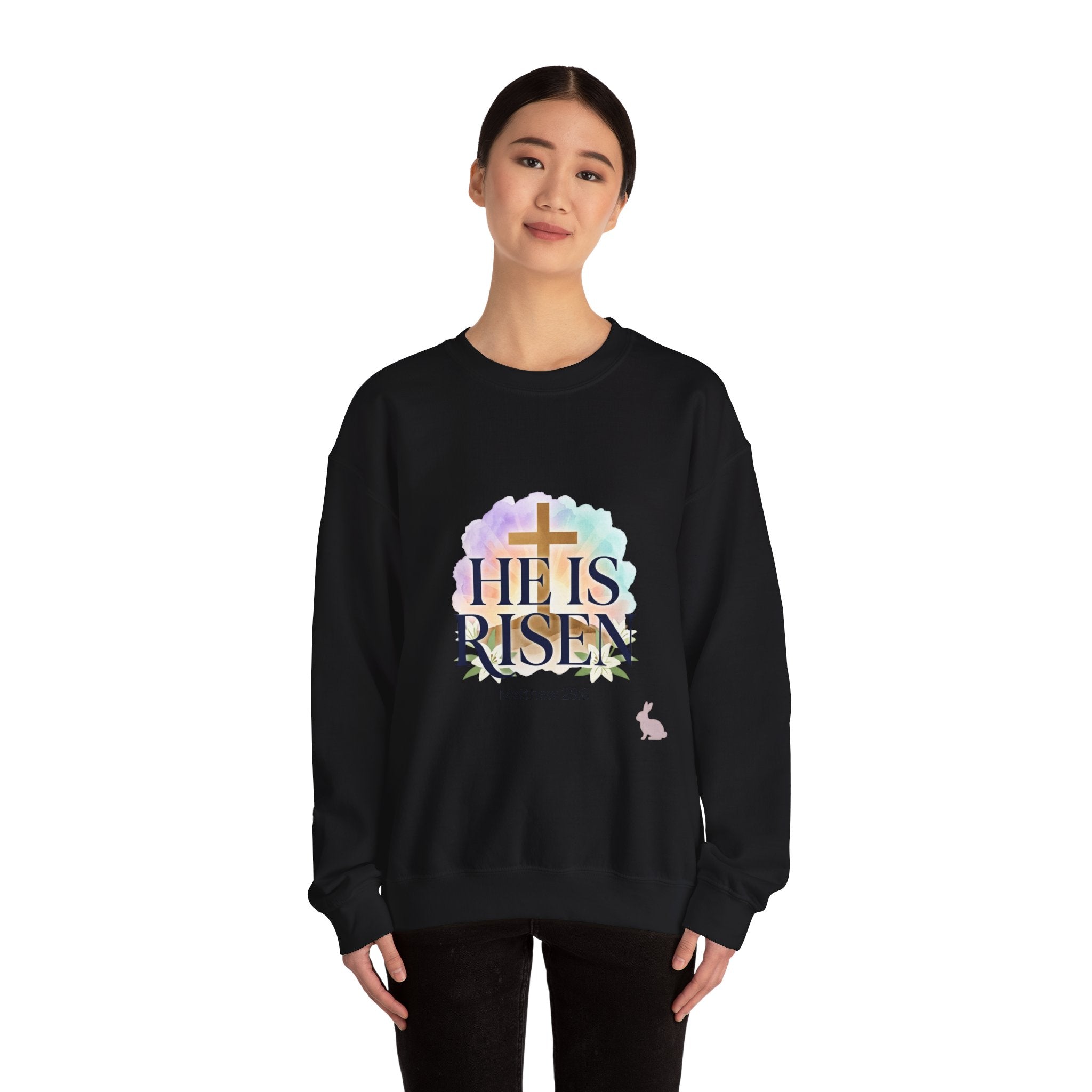 He Is Risen Sweatshirt | Christian Easter Resurrection Pastel Scripture